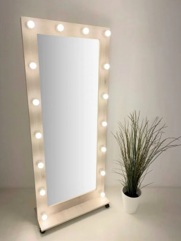 Гримерное зеркало с подсветкой на подставке 180х80 Сосна Рустик