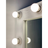 Гримерное зеркало 90x70 белого цвета с фактурой дерева 14 ламп