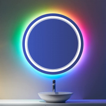 Зеркало с цветной RGB подсветкой для ванной комнаты Латина 60 см