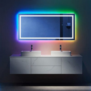 Зеркало с цветной RGB подсветкой для ванной комнаты Люмиро Лонг